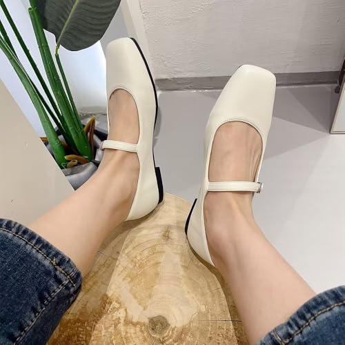 Image of LUXINYU Women's Slip on Flats,Classy Round Toe Solid Classic Mary Jane Ballet Dance Shoes Soft Comfortable PU Flat Shoes