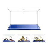 MADEHAY 3mm Vitrine en Acrylique Transparente Anti   poussière, Grande Boîte de présentatio pour Lego Model série 75365 8421 42106 70655. Base Bleue (1, 55x25x35cm)