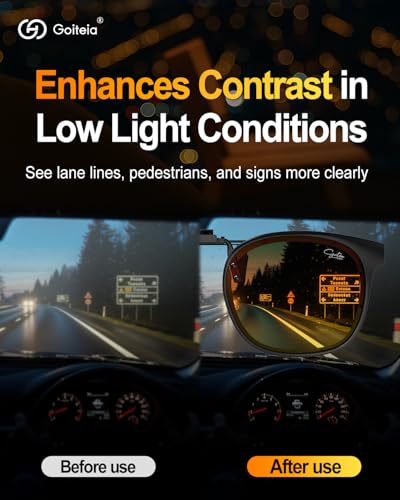 Image of Goiteia Oversized Night Driving Glasses Clip on For Driving-Polarized Anti Glare From Headlights,Framed To Conceal Glasses