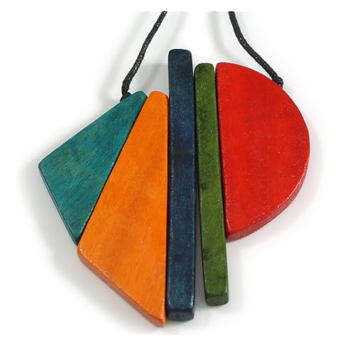 Collier en bois multicolore écoresponsable Avalaya chic et réglable
