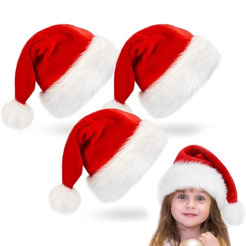 SFSSHUI 3 Stück Kinder Weihnachtsmütze Nikolausmütze Kinder Plüsch...
