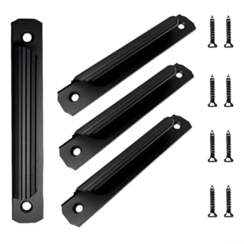 Paquete de 4 manijas de aluminio para puerta corrediza sin taladro, con tornillos para armarios, puertas de balcón y cajones (color negro)