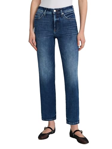 EXPRESS Women’s Straight Ankle Jeans – High Rise Stretch Denim with Figure-Balancing Fit and Flattering Silhouette – Medium Wash