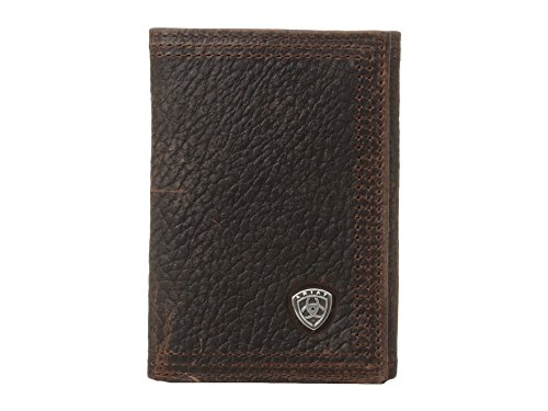 ARIAT Men's Trifold Wallet, Oil Tan Dark Copper Leather, Brand Concho, Multiple Slots3