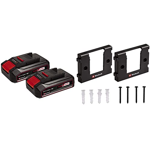 Original Einhell Akku PXC-Twinpack 2,5 Ah Power X-Change (Li-Ion, 18 V, 2x 2,5 Ah-Akkus, universell für alle PXC-Geräte, proaktives Batteriemanagement, angepasste Ladezyklen, inkl. Wandhalterung)
