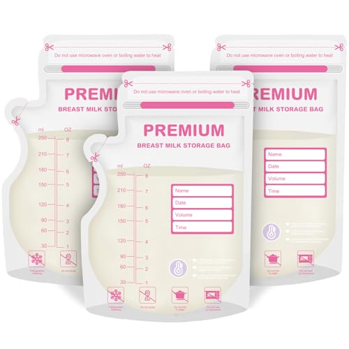 100 bolsas de almacenamiento de leche materna de 250 ml con boquilla, sobre de color sensible a la temperatura para una lactancia cómoda