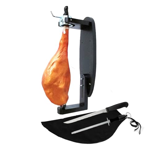BlendNature Jamonero Profesional de Pared Giratorio 360 Grados Modelo Elegant - Ideal para Cocinas Bodegas Tiendas Restaurantes - Incluye Cubre Jamon + Cuchillo de Corte y Chaira