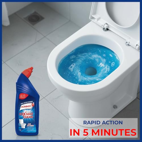Image of Hommies Advanced Toilet Cleaner 2L 10X Power Formula, Kills 99.9% Germs, 5-Minute Rapid Action, Long-Lasting Fragrance | Original Liquid Cleaner -1 L X 2Packs