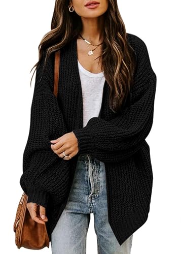 Jhsnjnr Damen Strickjacke Vorne Offen Grobstrick Cardigan mit Taschen...