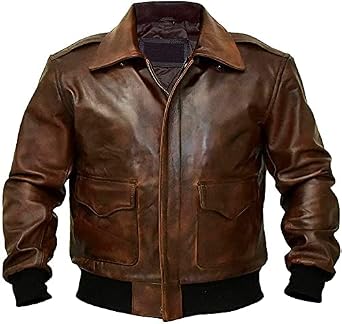 Hafsah A2 Aviator Flying Tiger WWII Flight Jacket-Men's Real Leather Pilot Jacket-Vintage Leather Jacket A-2 Aviator Flight Leather Jacket, l