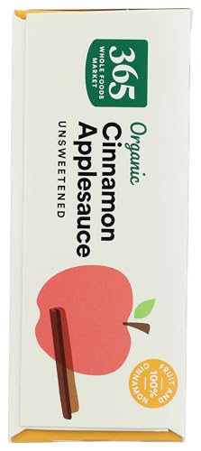 Image of 365 by Whole Foods Market, Organic Cinnamon Applesauce Pouches, Unsweetened, 3.2 Ounce (Pack of 4)
