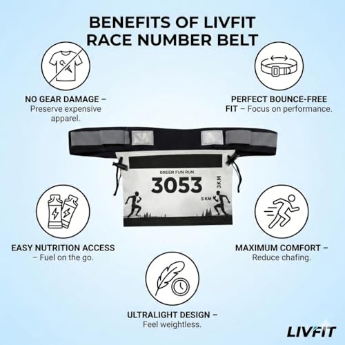 Image of Livfit Pacer Running Belt with Race Bib Holder for Marathon Training (Pack of 1, Assorted Color)