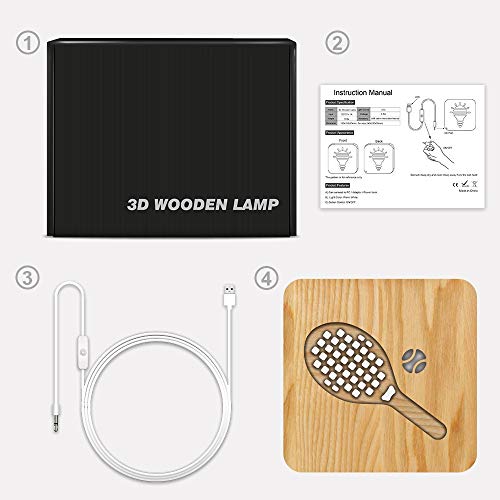 Lampe de table creative raquette de tennis 3D cadeau anniversaire - 4