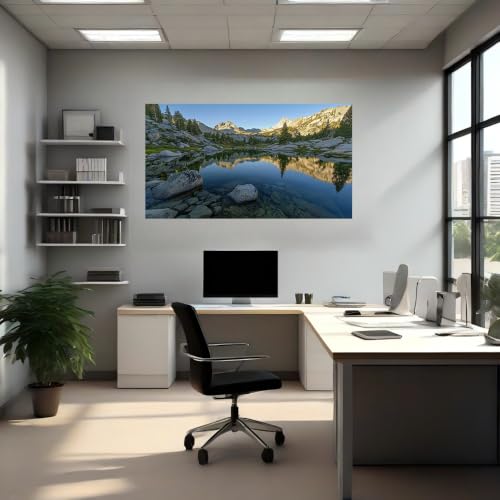 Calcomanías de pared montañas y lagos autoadhesivas de 120x80 cm para salón y oficina 4
