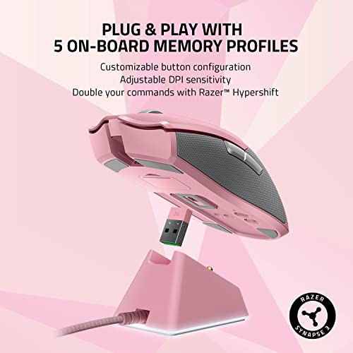 Razer Viper Ultimate Lightweight Wireless Gaming Mouse & RGB Charging Dock: Hyperspeed Wireless Technology - 20K DPI Optical Sensor - 78g - Optical Mouse Switch - 70 Hr Battery - Quartz Pink 8 Razer Viper Ultimate Lightweight Wireless Gaming Mouse & RGB Charging Dock: Hyperspeed Wireless Technology - 20K DPI Optical Sensor - 78g - Optical Mouse Switch - 70 Hr Battery - Quartz Pink - Image 6