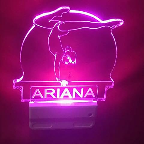 MIRROR MANIA Gymnasts Night Light Gymnastics Multi Color Personalized LED Plug-in, Ultra-Slim and Cool-Touch with Smart Dusk to Dawn Sensor, Children’s Bedroom Kitchen, Bathroom, Hallway Night Light Cover