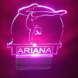 Gymnasts Night Light Gymnastics Multi Color Personalized LED Plug-in, Ultra-Slim and Cool-Touch with...