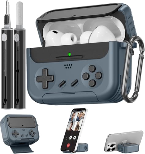 Inesore Case for AirPods Pro 3 with Phone Holder Design and Cleaner Kit, Compatible with Apple Air Pod Pro 3 (2025), Classic Cool Funny Game Console Design Sturdy TPU Case (Black)
