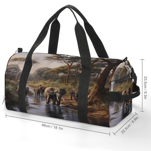 African Elephant Gym Bag Travel Duffel Bag Sports Tote Bag Workout Bag Weekender Bag for Women Men2