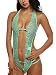 Avidlove Women Deep V Halter Lingerie Lace Babydoll Mini Bodysuit Green Large