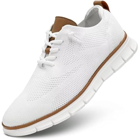 Men's Oxfords Business Shoes Fashion Mesh Casual Dress Walking Sneakers Comfortable Lightweight Soft Sole White Cover
