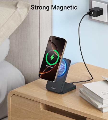 Image of Folding Wireless Charging Stand, Magnetic 15W Fast Charging Station Mag-Safe Travel Lightweight Charger Compatible for iPhone 17 /16 /16 Pro /16 Pro Max /16 Plus /15 /14 /13 /12 Series, AirPods 4 /3