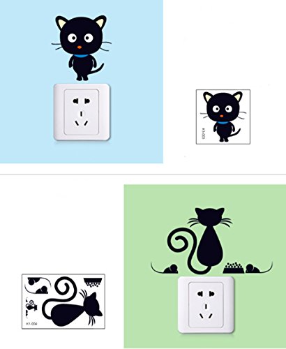 Sticker removible gatos negros caricatura 5 piezas miniatura 6