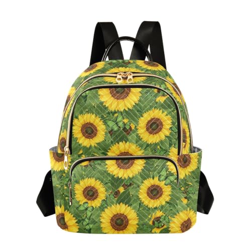 Sac à dos d'été pour femme avec motif papillon et tournesol, taille medium