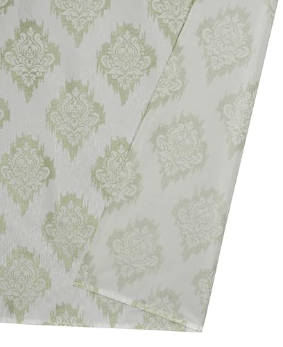 Image of Yarnis Polyester Damas Printed Room Darkening Curtains 6 Feet Long for Door & Windows Living Room, Green, Parda, 1 Piece