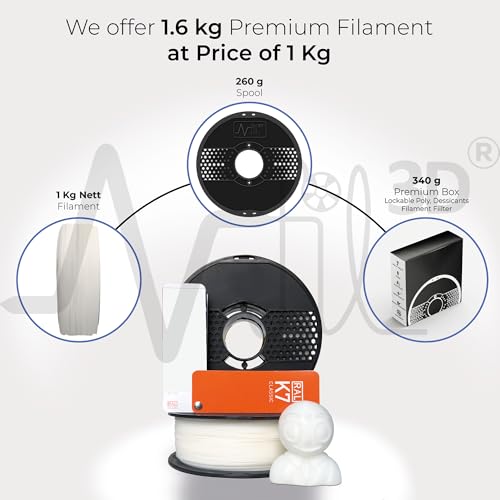 Image of NFIL3D 1KG Net Turbo Finish PLA+ Naural White 3D Printer Filament | Filaments for 3D Printer| 1.75mm| Accuracy - + /- 0.015mm 1000g 3D Filament, 250g Spool & 350g Packaging Weight (Total Weight 1.6KG)