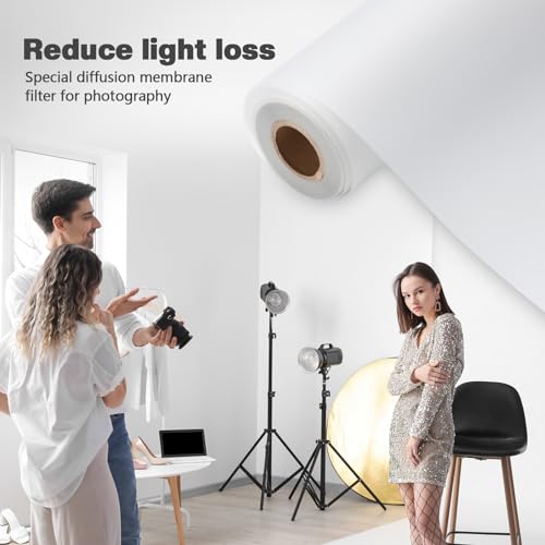 Image of Nezyo Light Diffuser Sheet 15.75 x 590.6 Inch / 0.4 x 15 m Diffusion Film Sheet Lighting Gel Diffuser Roll White Diffusion Paper Roll for LED Flash Strobe Light Photography Video