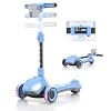 SIMATE Electric Scooter for Kids Ages 3-12, 3 Adjustable Heights, Foldable & LED Display & Thumb Throttle, 5MPH Safe Speed, 90min Riding, Full Body Lights Up, 3 Wheel E-Scooter for Kids Boys Girls