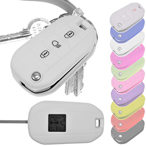 Key Soft Case Cover étui de Protection clé de Voiture pour Peugeot 208 308 5008 2008 Citroen C3 C4 Expert Spacetourer Pliage/Couleur Légende: Blanc