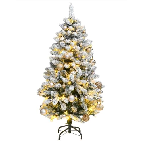 Image of vidaXL Artificial Hinged Christmas Tree with 150 LEDs and Ball Set, Artificial Tree for Indoor Outdoor Party Holiday, Christmas Decoration