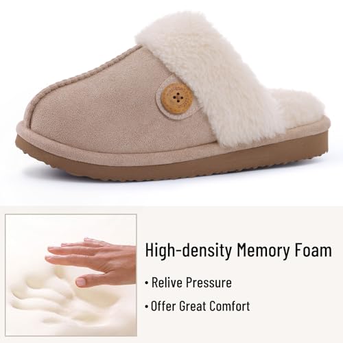 Image of Litfun Women's Fuzzy Memory Foam Slippers Fluffy Winter House Shoes Indoor and Outdoor