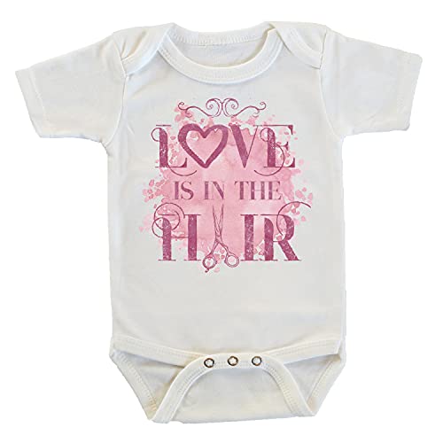Witty and Bitty Love is in the Hair Onesie/Bodysuit Gift for Hair Stylist Cosmetologist Hair Dresser