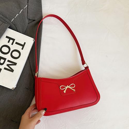 Image of AIPJOY Small Shoulder Bag For Women,Bow Shoulder Handbags Trendy Y2k PU Leather Purses