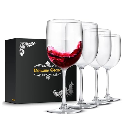 Vonams Stone Unbreakable Wine Glasses 16oz - Shatterproof, Reusable, Drink Glassware (Set of 4) For Indoor Outdoor Drinkware Travel, Pool, Camping, Beach, Picnic