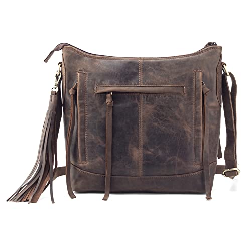 Image of Goatter Hunter Leather 12 inch Inch Sling Cross-Bodybag /Shoulder Bag For Girls And Women - Brown