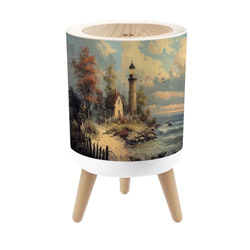 Caneca de basura pequeña redonda con tapa 7 litros