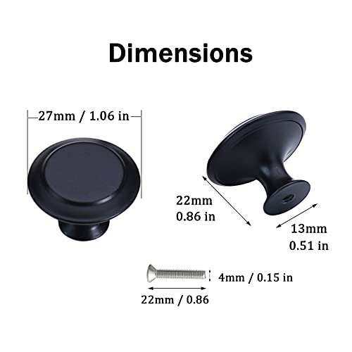 Thsiree 12Pcs Cabinet Knobs, Black Cabinet Pulls Cabinet Knobs Inway, Round Drawer Knobs Cabinet Hardware With Screws, For Kitchen Bedroom Furniture #TOP1