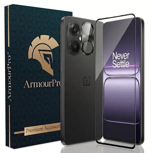 Image of ArmourPro Edge to Edge Tempered Glass for OnePlus Nord CE 5 with Black Camera Ring Guard, 9H Screen Protector, Anti-Scratch, Anti-Fingerprint, Bubble-Free Installation Kit