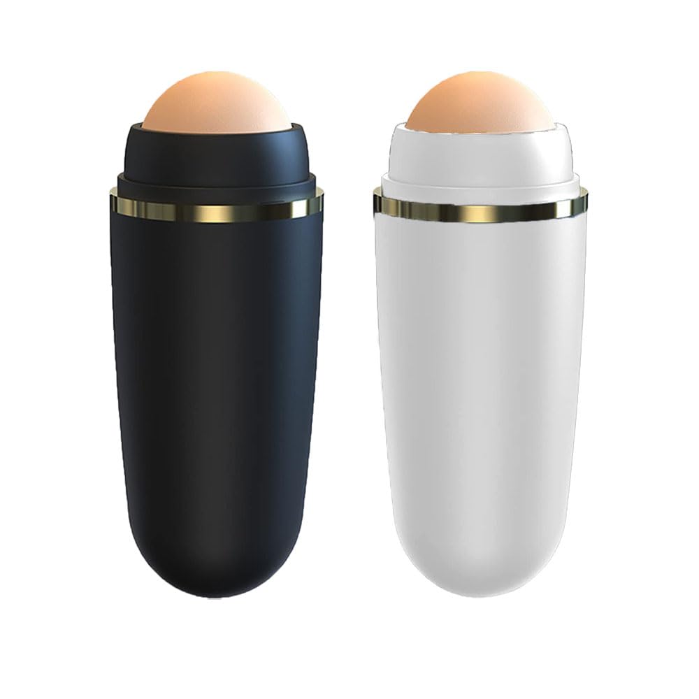 2Pcs Volcanic Oil Absorbing Roller, Reusable Balls Solid Stone Stick Rollers Facial Skincare Absorber Hyperhidrosis Sweat Anti Tools, Control on the Go Face for Men and Women Gift at Home Out