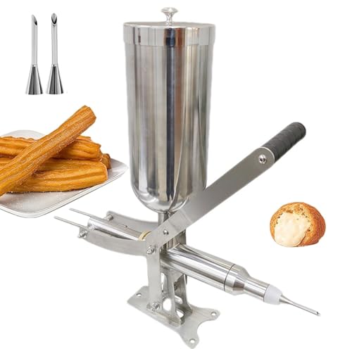 Churros Machine, máquina manual de acero inoxidable resistente de 5 litros para uso comercial, ideal para rellenar crema, gelatina y donas en restaurantes o lugares de comida