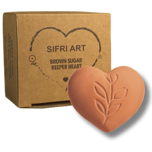 Image of Sifri Brown Sugar Keeper - 3D Terracotta Clay Softener, Unique Moisture Holder for Baking Essentials Like Cookies, Marshmallows, Herbs (1, Heart)