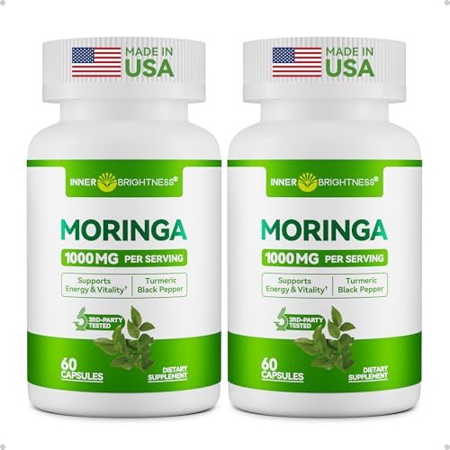 Moringa Capsules 1000mg, Moringa Leaf Extract 10:1, Complete Green Superfood, for Energy, Sleep, Immune & Gut Health, Veg Capsules 120 Count, All-Natural, Non-GMO, Made in USA
