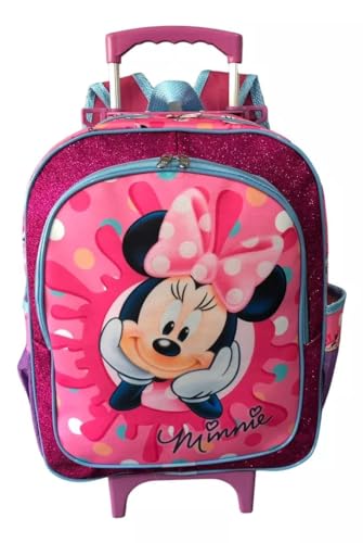 Mochila Infantil Minnie Chiclete Rodinhas G Meninas Escolar