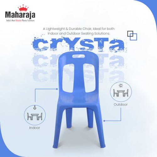 Image of MAHARAJA 100% Virgin Plastic Chair | Stackable | Armless | for Home, Garden, Restaurants and Office (Blue, Pack of 6)