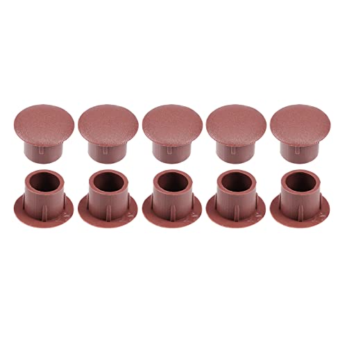 Image of DTGN 8mm x 11mm x 8mm(Dia. x Cap Dia. x H) Screw Hole Plugs - 50Pack - Good for Furniture Cupboard Wardrobe - Plastic Fastener Hole Caps - Brown