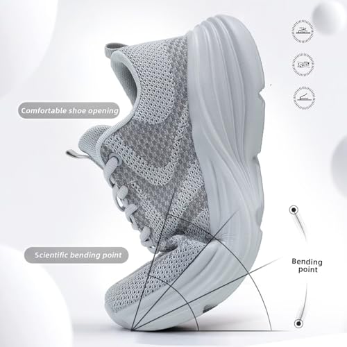 Image of WJA Men's Non Slip Walking Shoes Lightweight Breathable Casual Running Shoes Fashion Sneakers Mesh Workout Sports Shoes